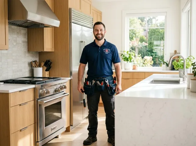 Appliance Repair Hero technician in a Brookings, SD kitchen after an appliance repair